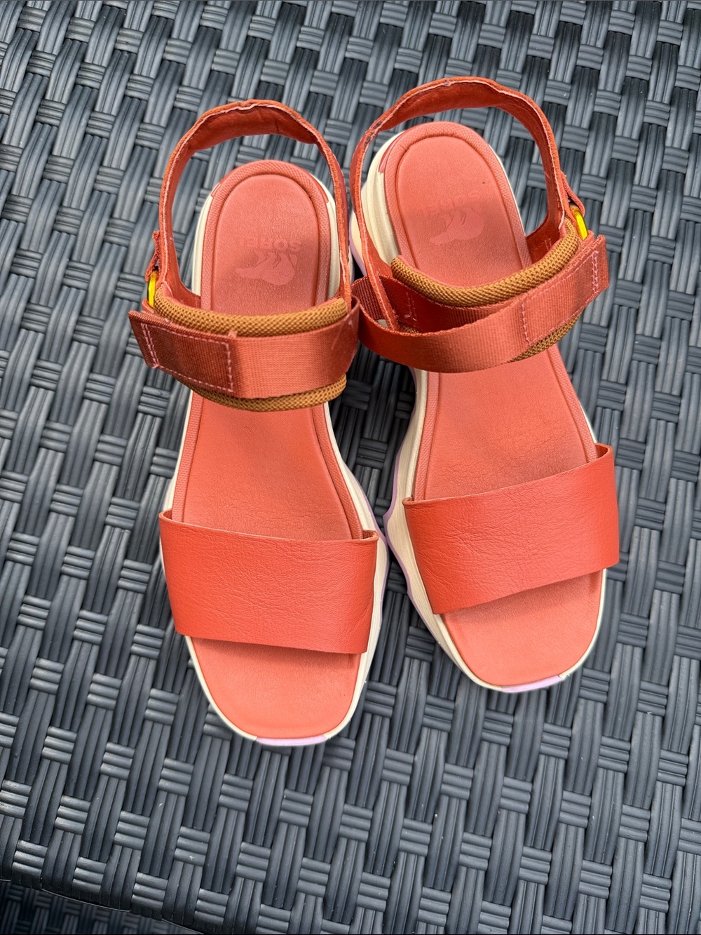 Sorel Coral Platform Sandals with Cream & Pink Wave Sole - Picture 2 of 5